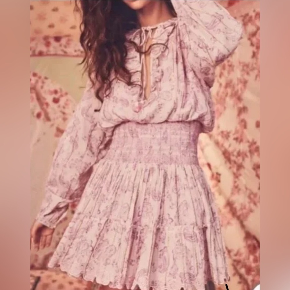 HEMANT AND NANDITA Sahar Shirred Mini Dress in Lavender NWT